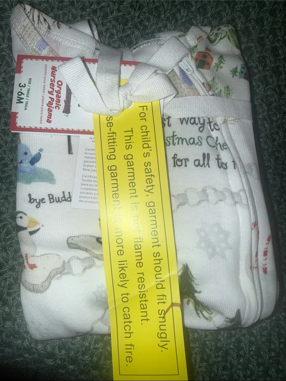 NWT Pottery Barn Kids Buddy the ELF Movie Pajamas Organic Sleeper 3-6 months 3/6